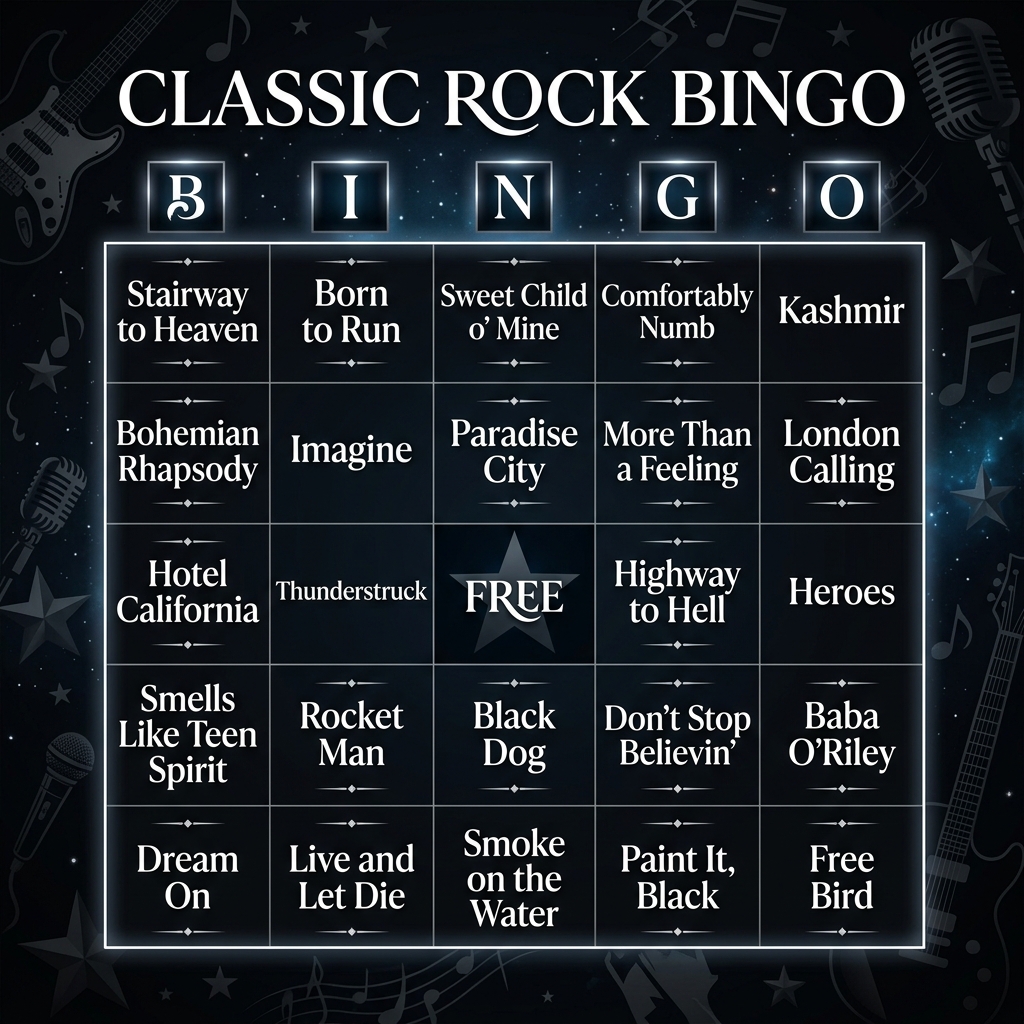 rock Bingo Card